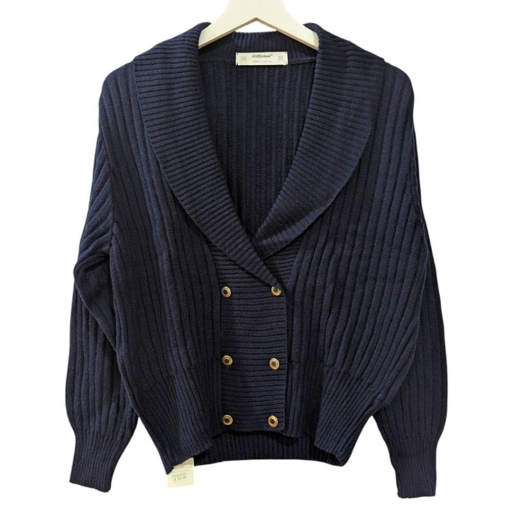 Vintage Navy Double-Breasted Cardigan Sweater NWT